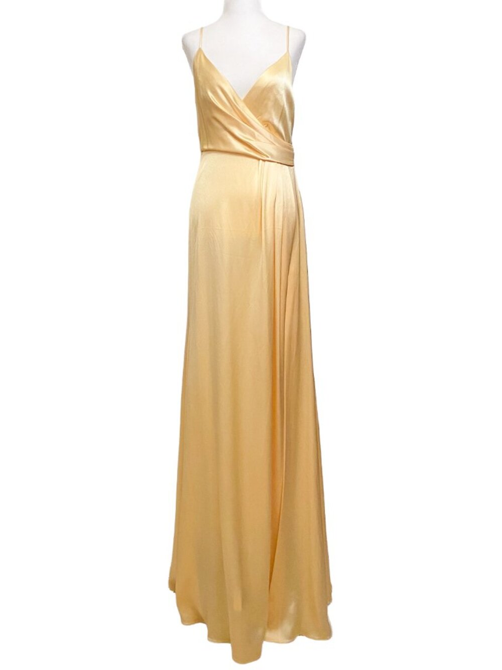 Jill Jill Stuart Buttercup Satin Wrap Gown Maxi Dress S